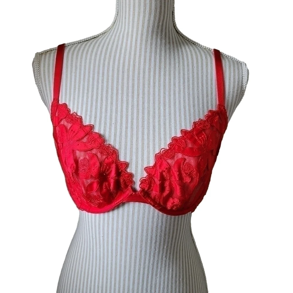 Victoria's Secret floral lace unlined plunge bra 36D NEW Without Tags - Picture 4 of 12